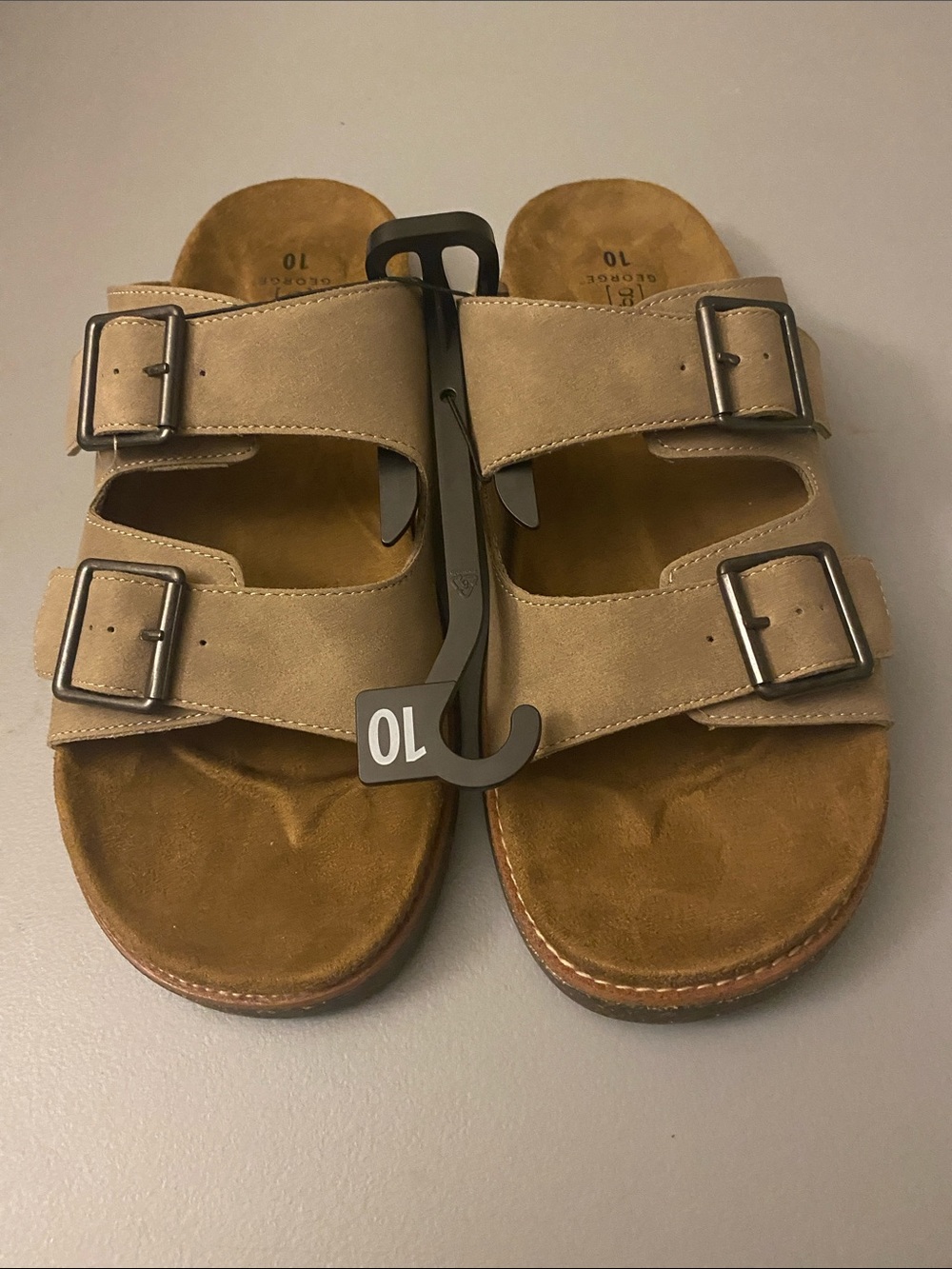 Men's George Dual-Buckle Sandals in Tan